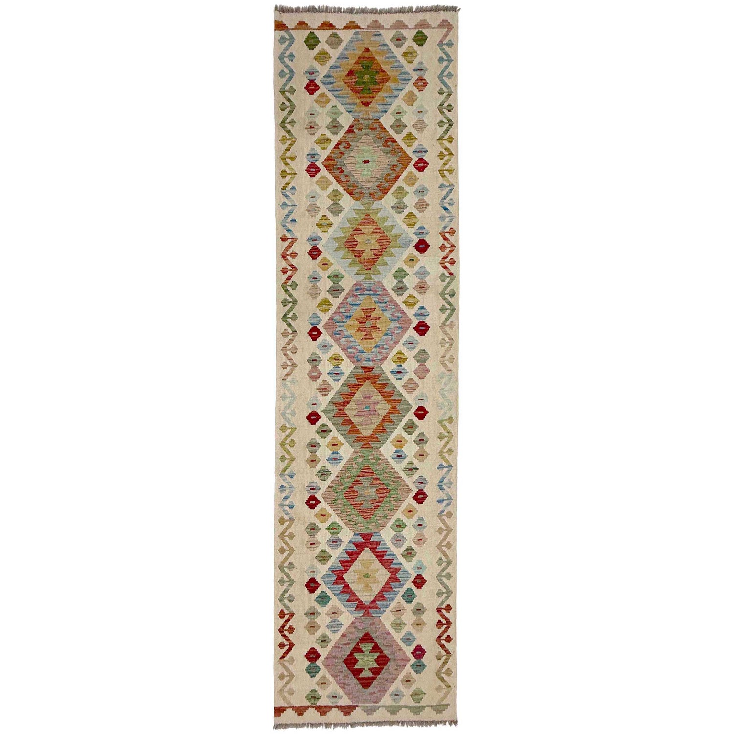 Handmade Multi Kilim Geometric 10' Runner