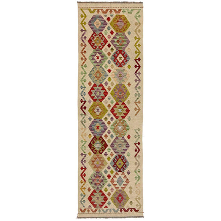 Handmade Multi Kilim Geometric 10' Runner