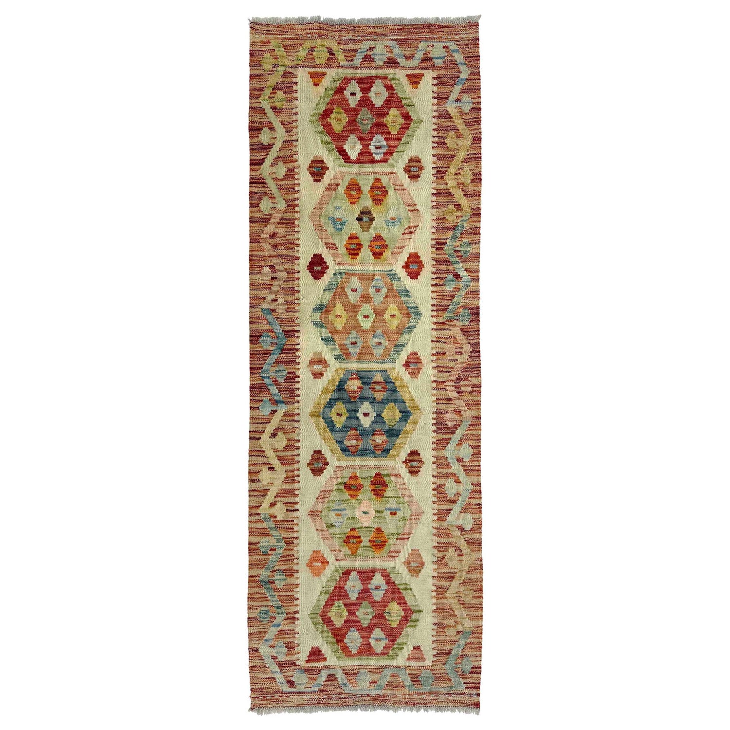 Handmade Multi Kilim Geometric 6' Runner