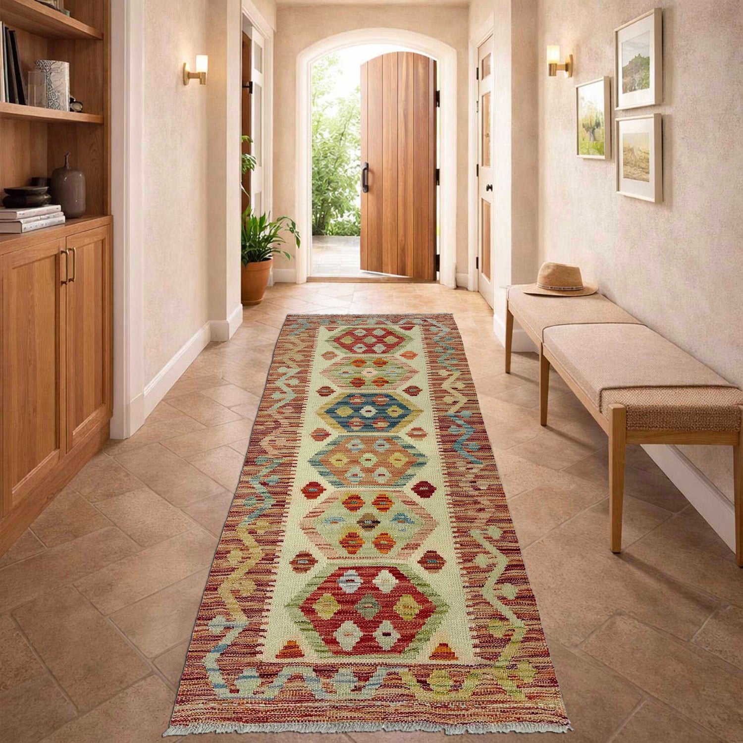 Handmade Multi Kilim Geometric 6' Runner