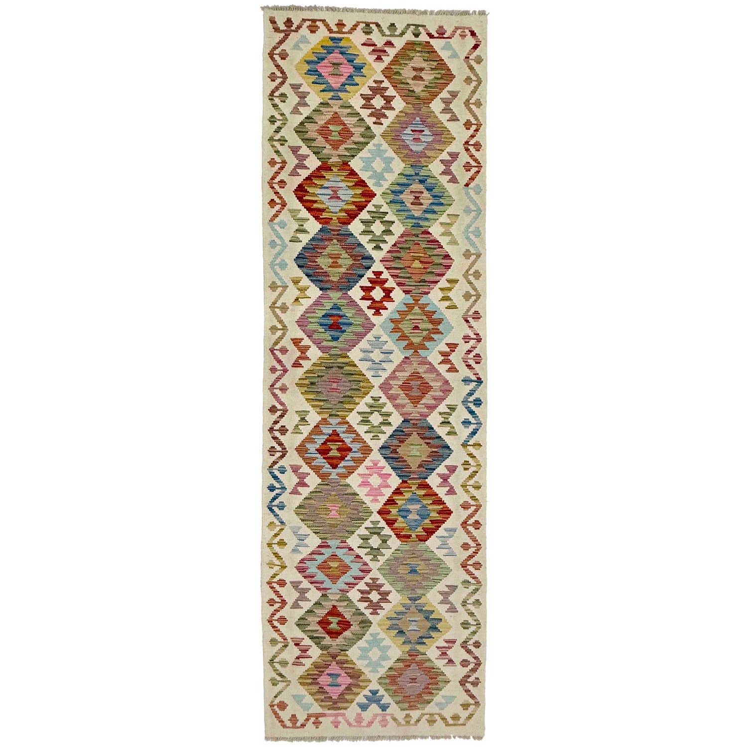 Handmade Multi Kilim Geometric 10' Runner