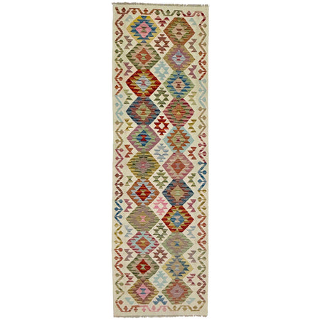 Handmade Multi Kilim Geometric 10' Runner
