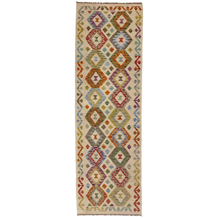 Handmade Multi Kilim Geometric 10' Runner