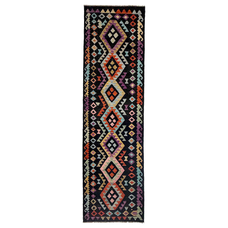 Handmade Multi Kilim Geometric 10' Runner