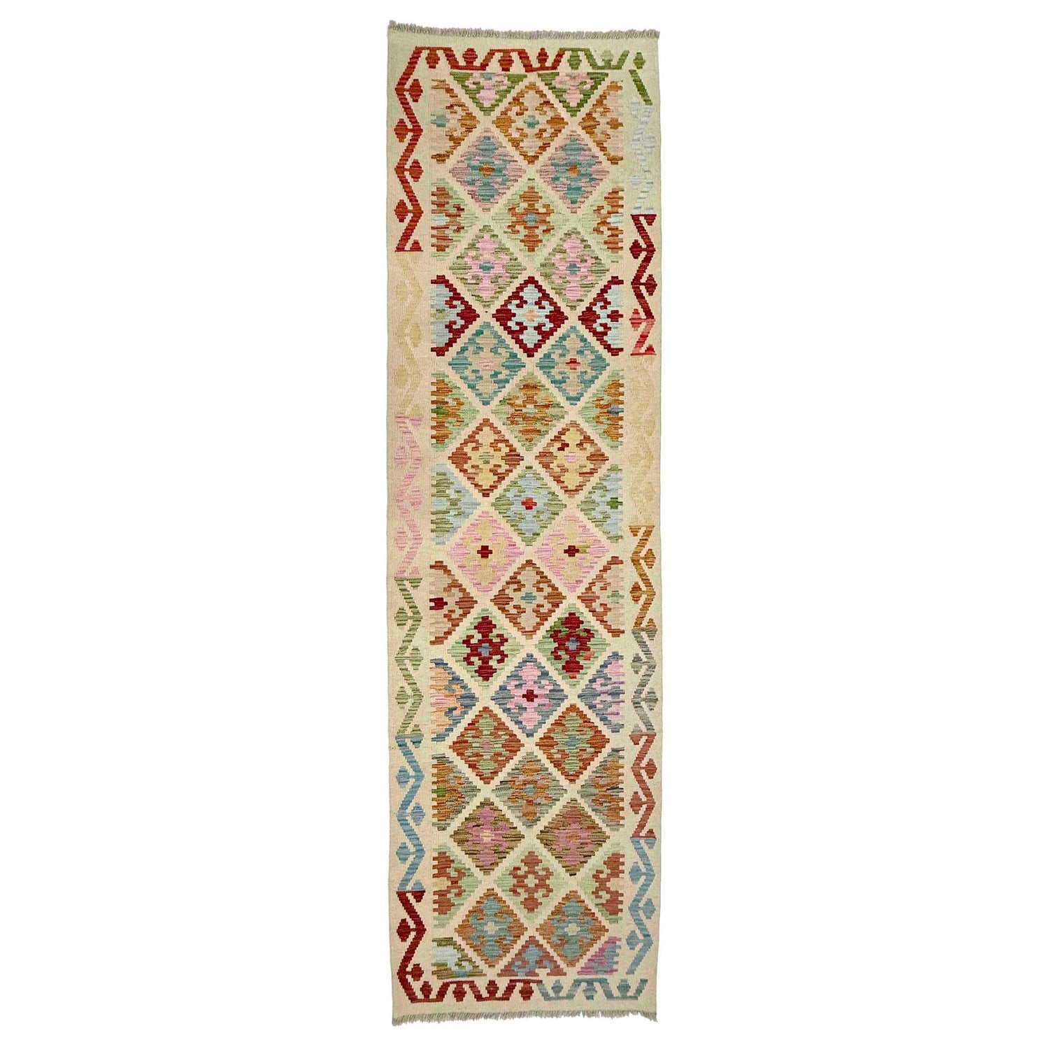 Handmade Multi Kilim Geometric 10' Runner