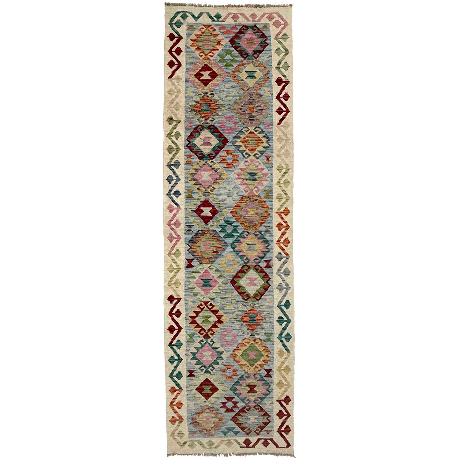 Handmade Multi Kilim Geometric 10' Runner