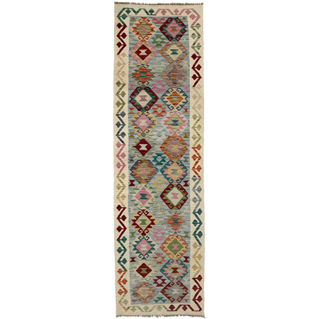 Handmade Multi Kilim Geometric 10' Runner