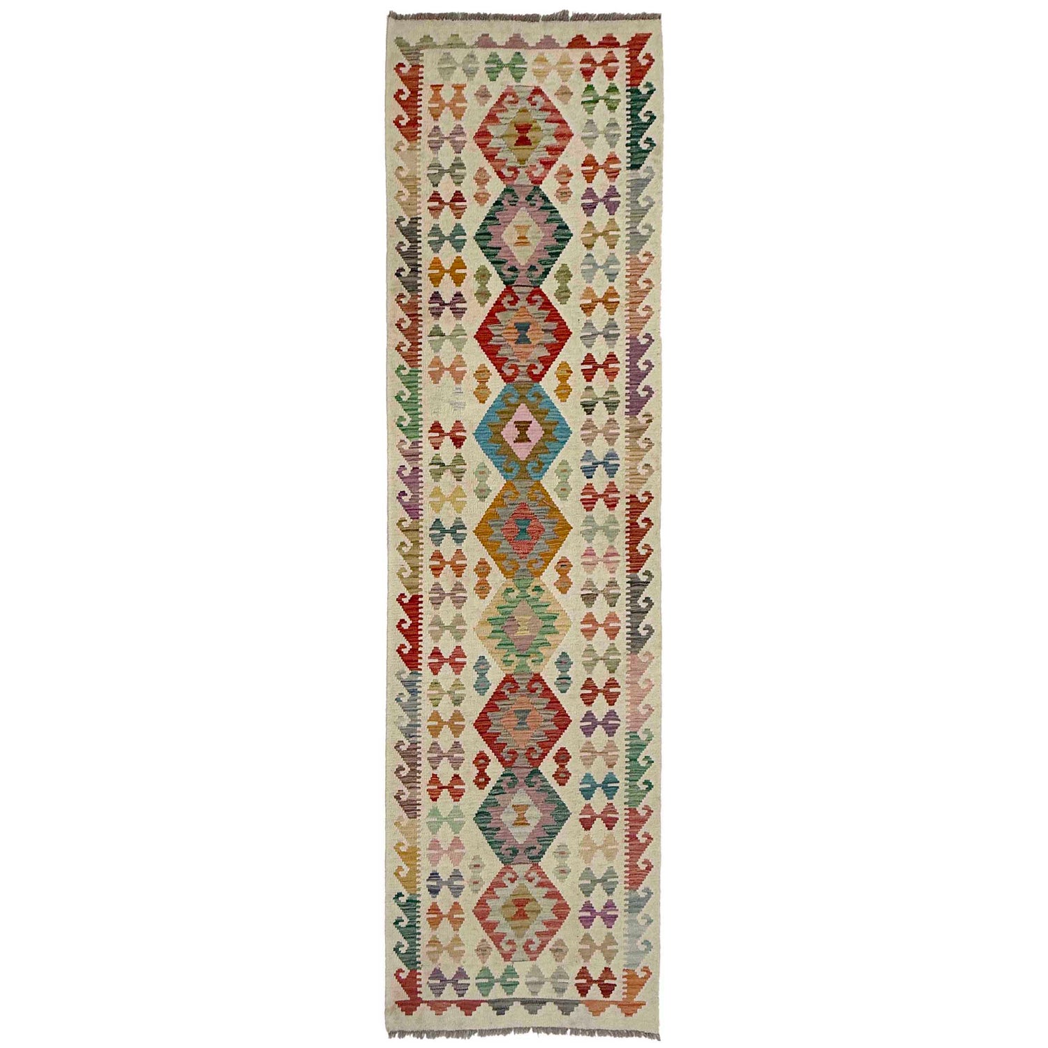 Handmade Multi Kilim Geometric 10' Runner