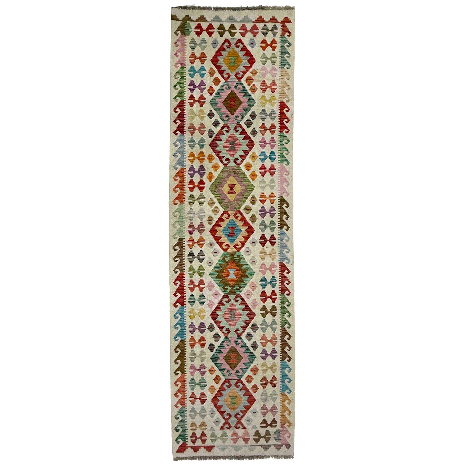 Handmade Multi Kilim Geometric 10' Runner