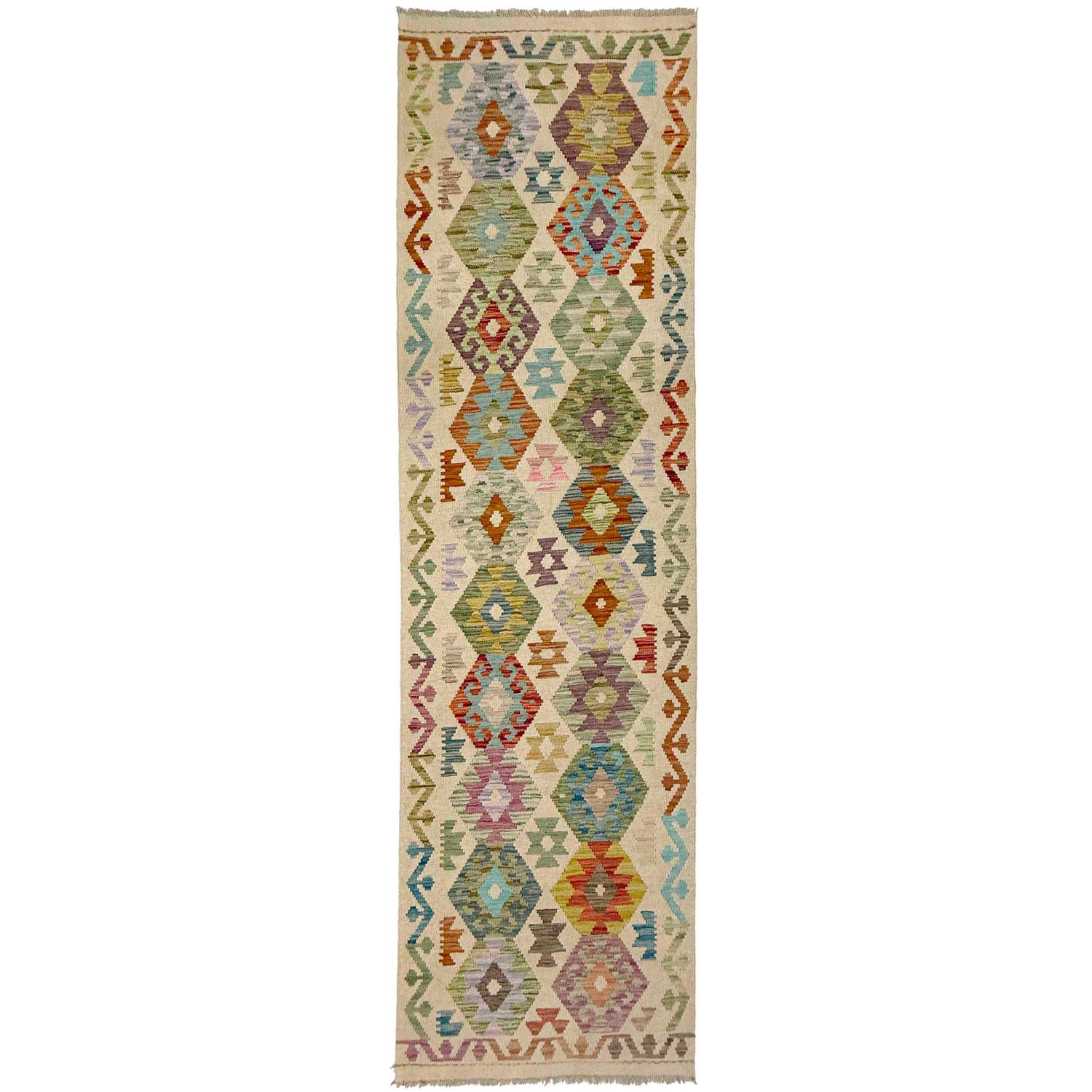 Handmade Multi Kilim Geometric 10' Runner