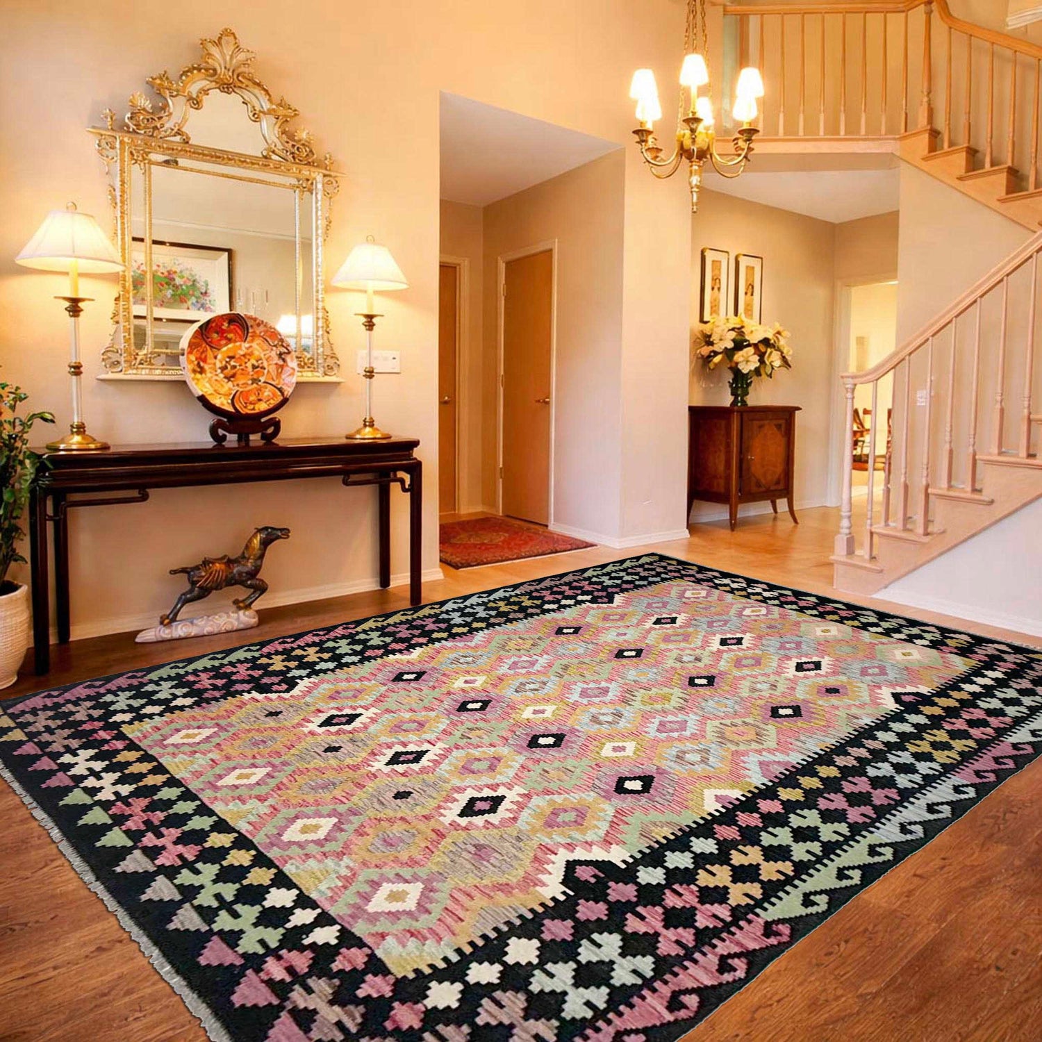 Handmade Multi Kilim Geometric 7x10 ft