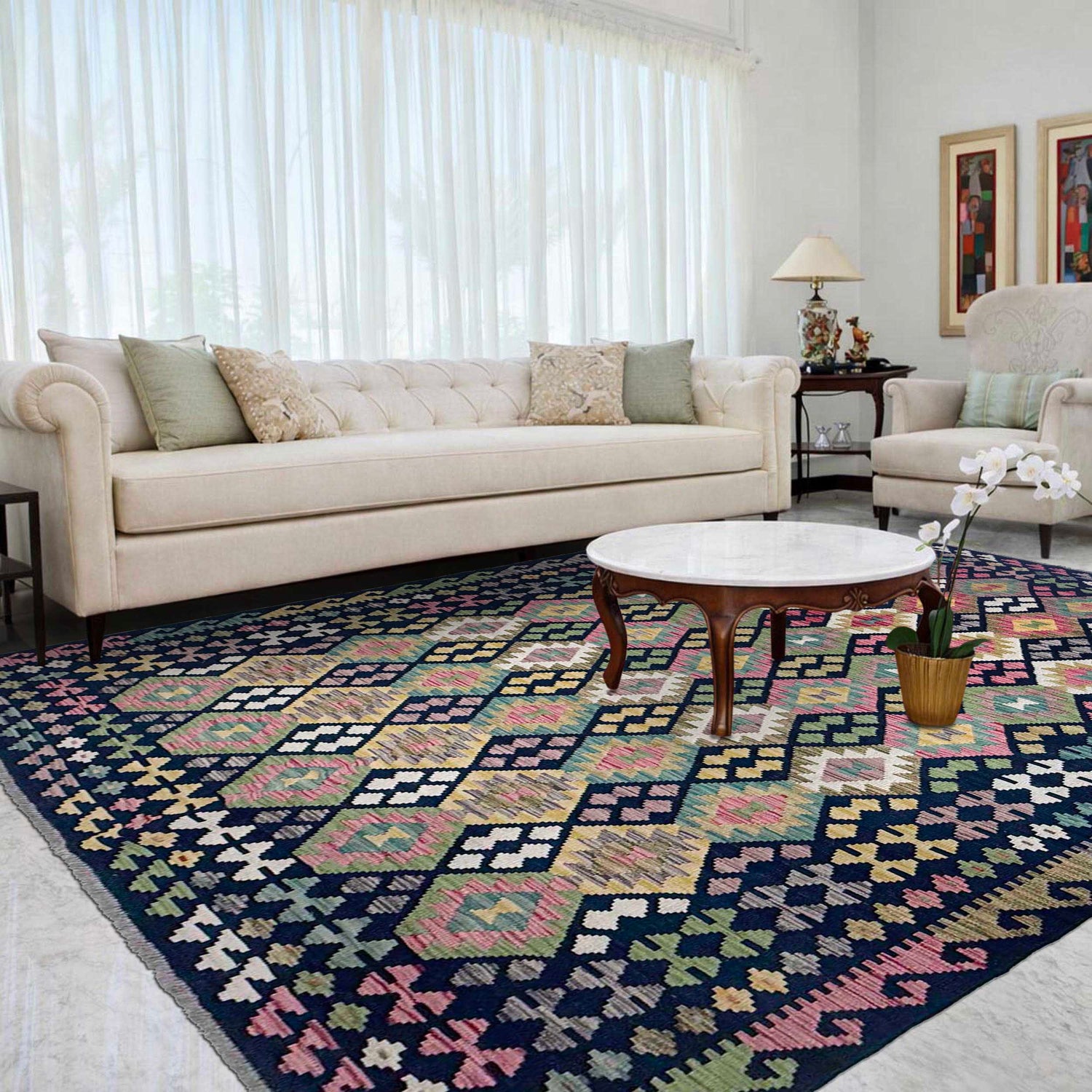 Handmade Multi Kilim Geometric 7x10 ft