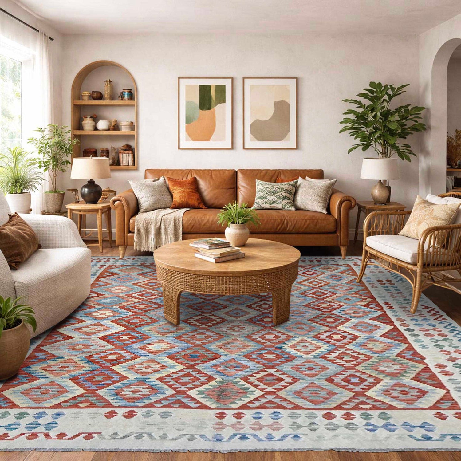 Handmade Multi Kilim Geometric 9x12 ft