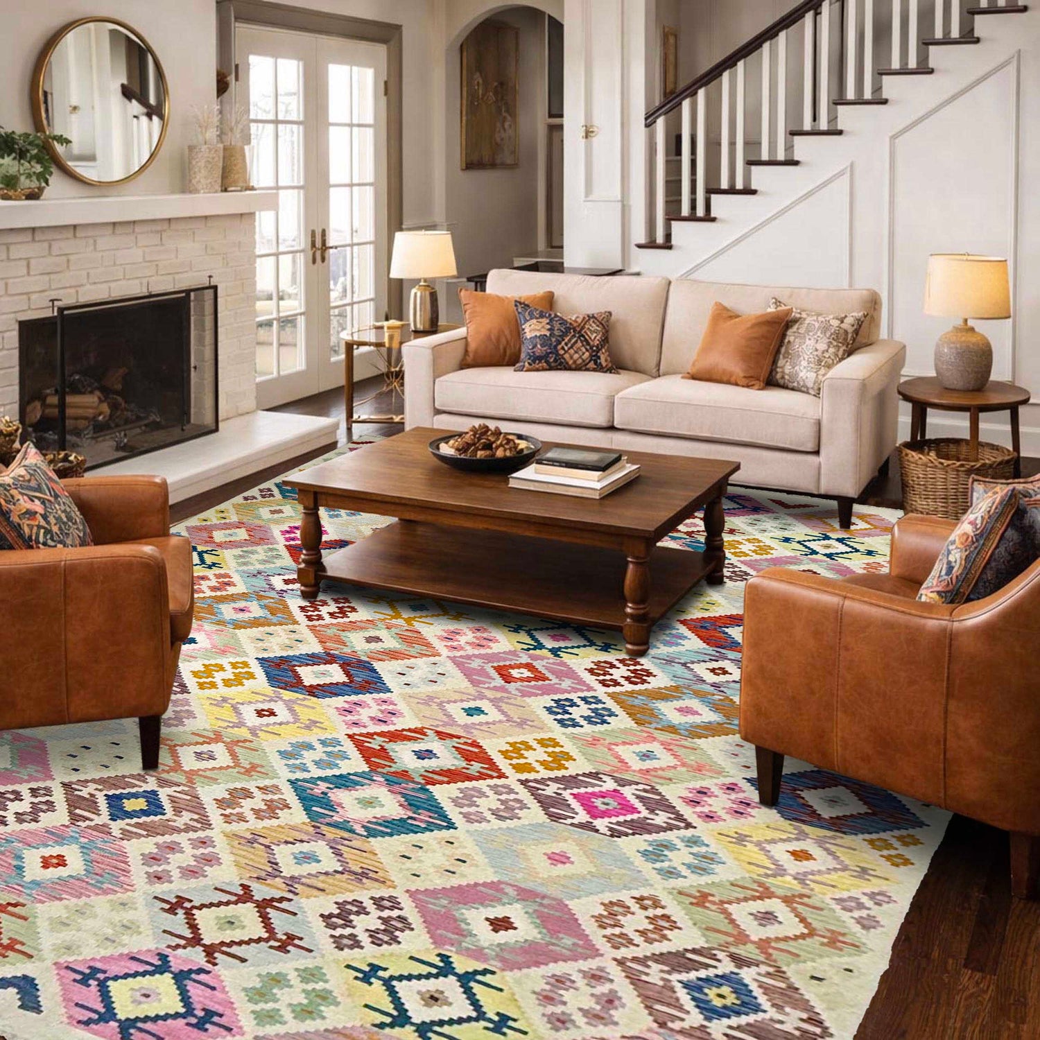 Handmade Multi Kilim Geometric 9x12 ft