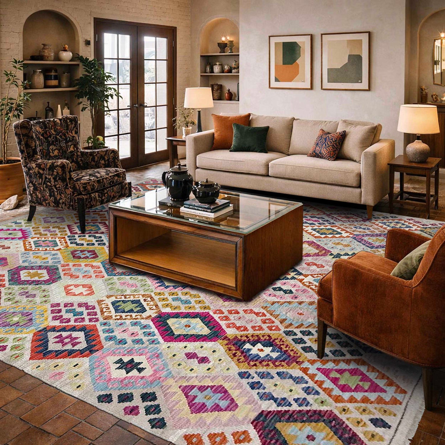 Handmade Multi Kilim Geometric 8x10 ft
