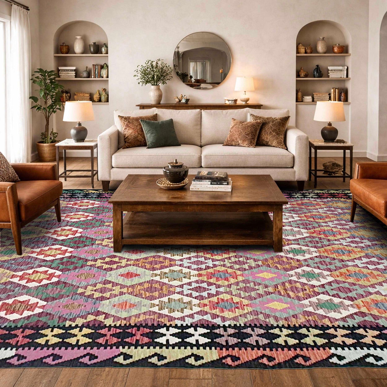 Handmade Multi Kilim Geometric 9x12 ft