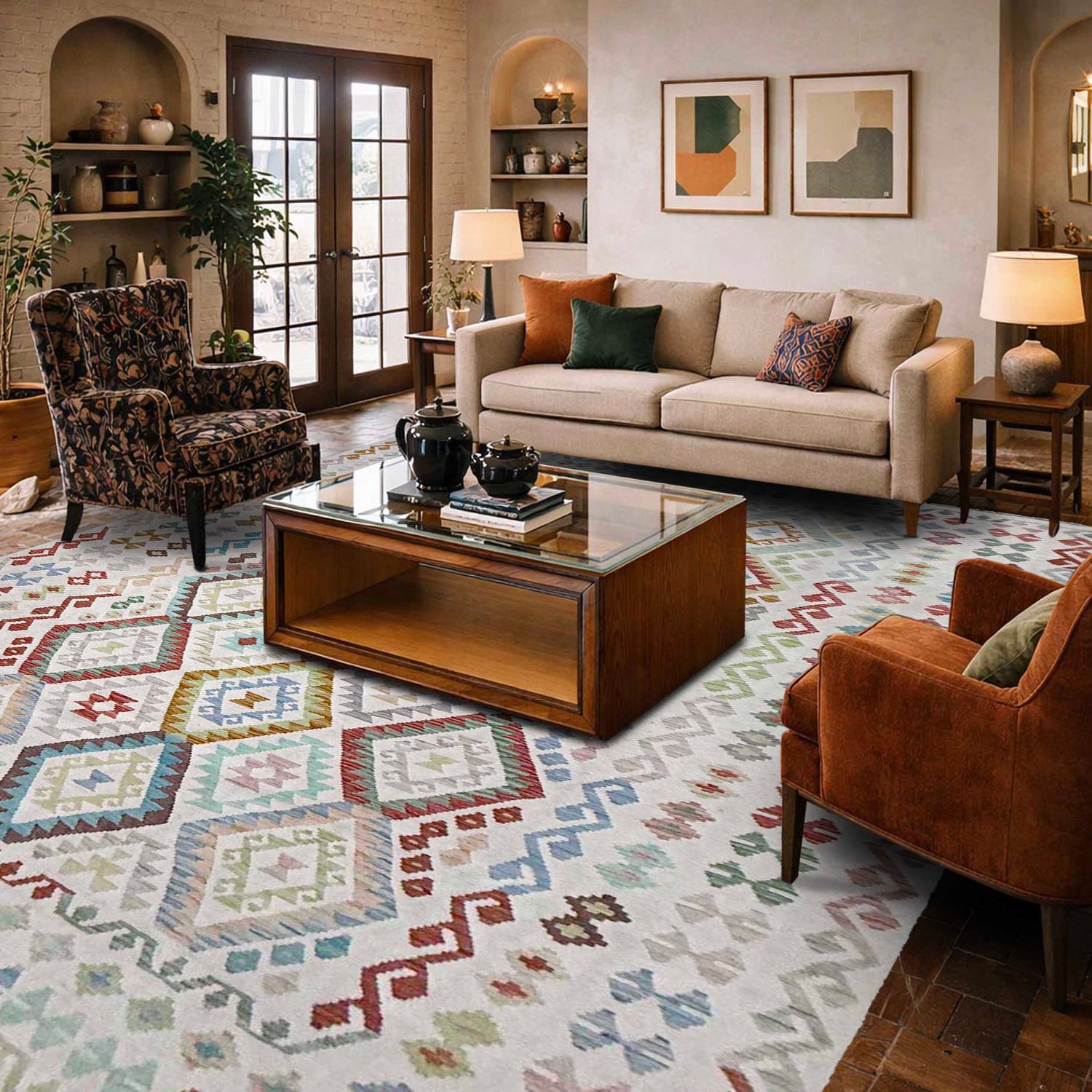 Handmade Multi Kilim Geometric 9x12 ft