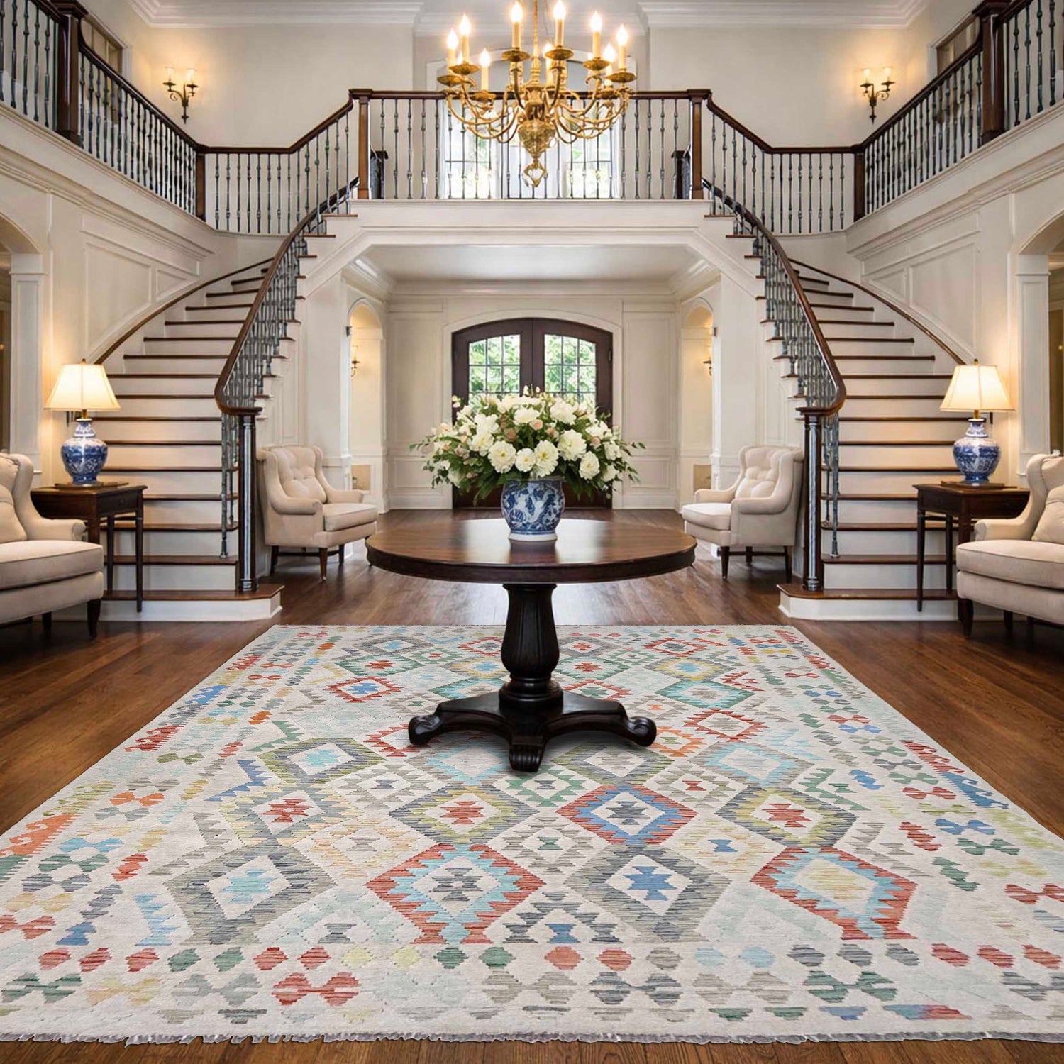 Handmade Multi Kilim Geometric 9x12 ft