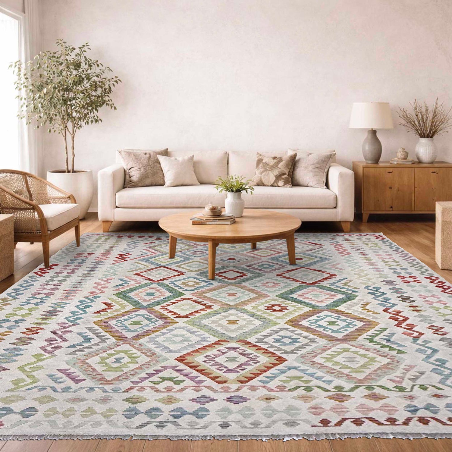 Handmade Multi Kilim Geometric 9x12 ft