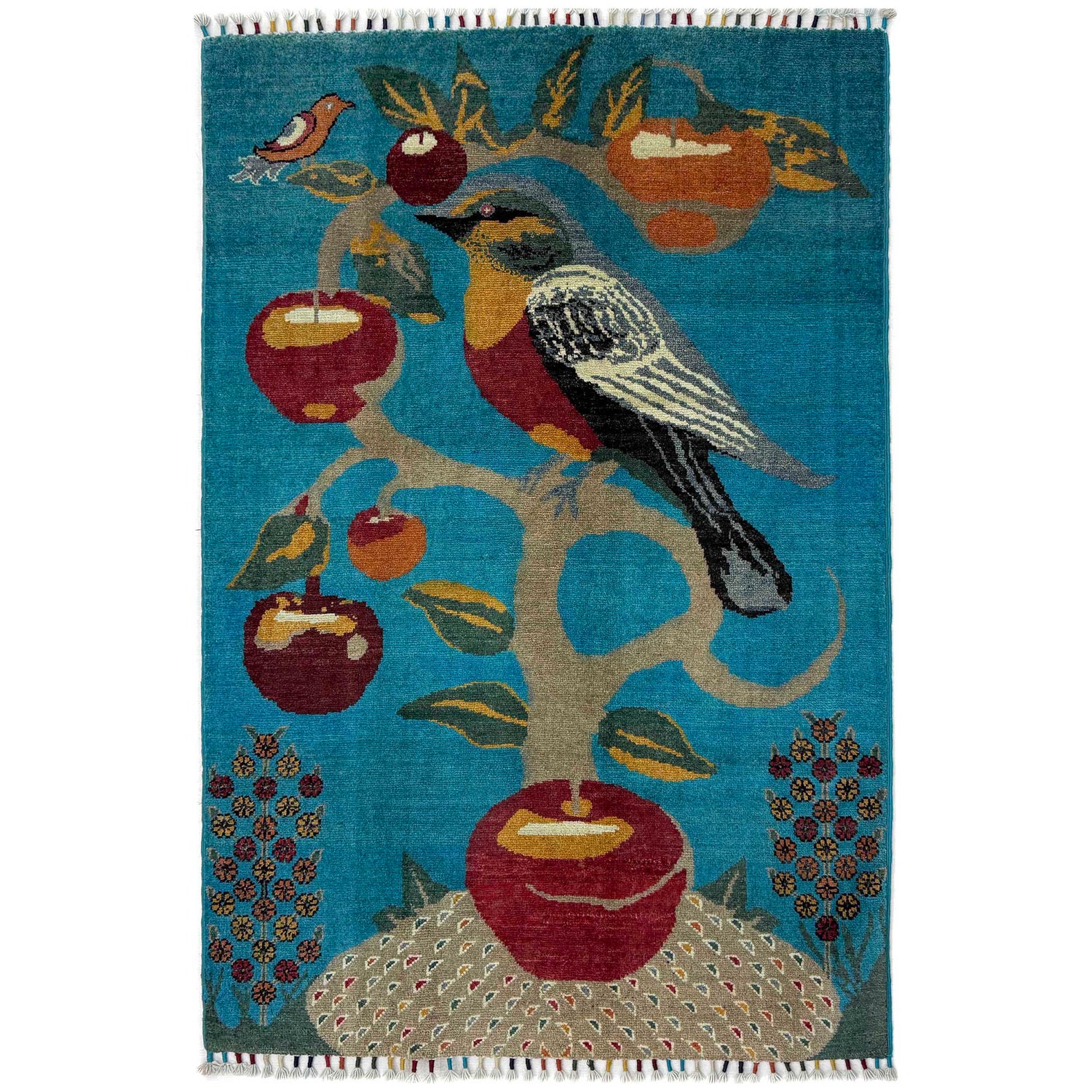 Pictorial Rug Handmade Blue Design