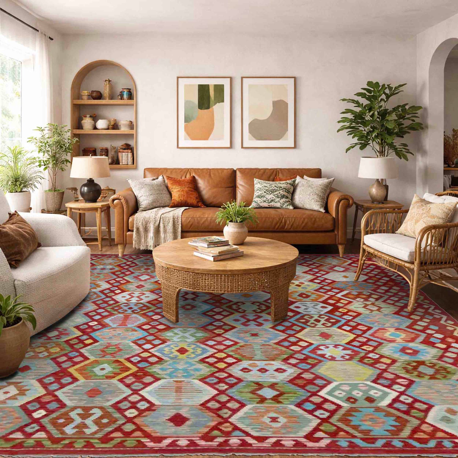 Handmade Multi Kilim Geometric 9x12 ft