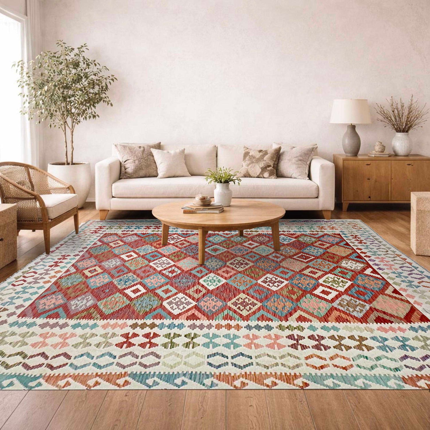 Handmade Multi Kilim Geometric 9x12 ft