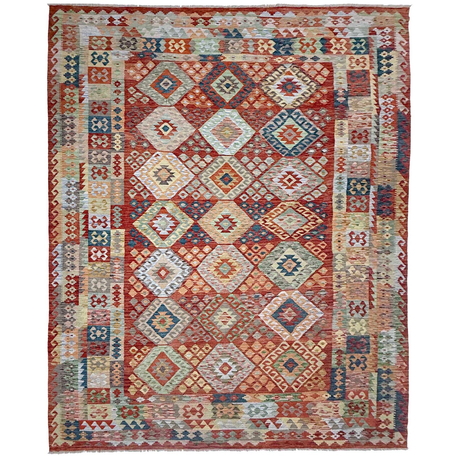 Handmade Multi Kilim Geometric 9x12 ft