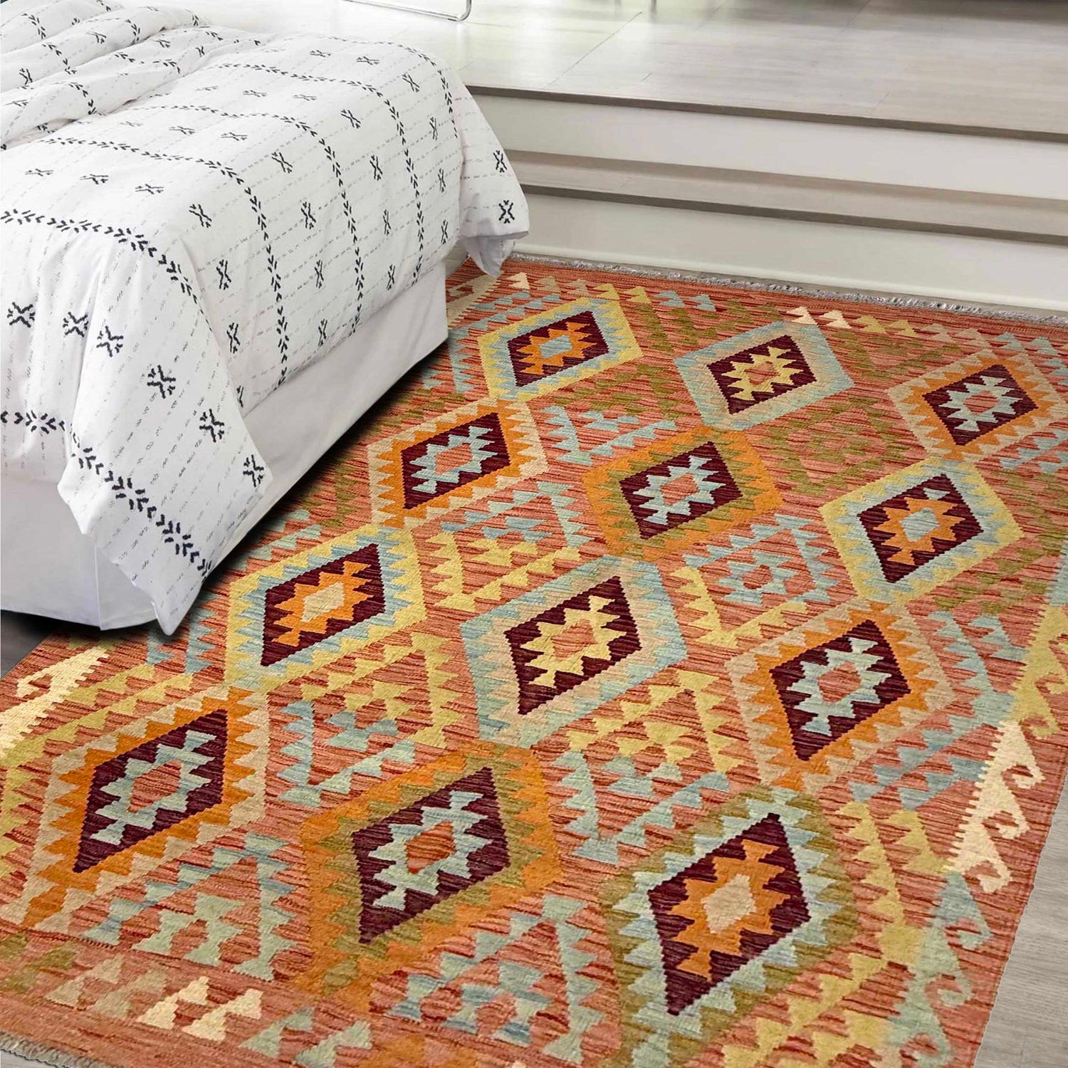 Handmade Multi Kilim Geometric 4x7 ft