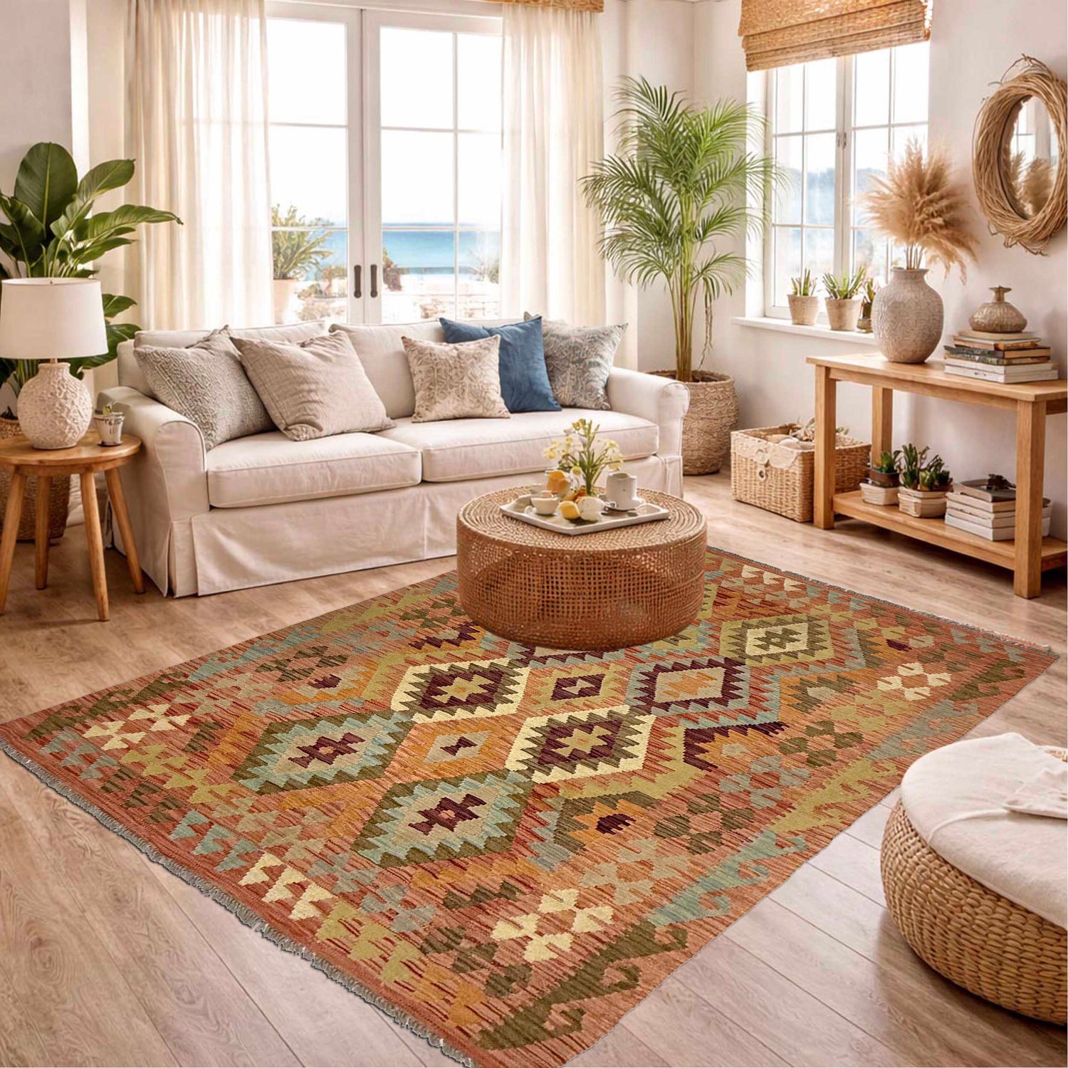 Handmade Multi Kilim Geometric 4x7 ft