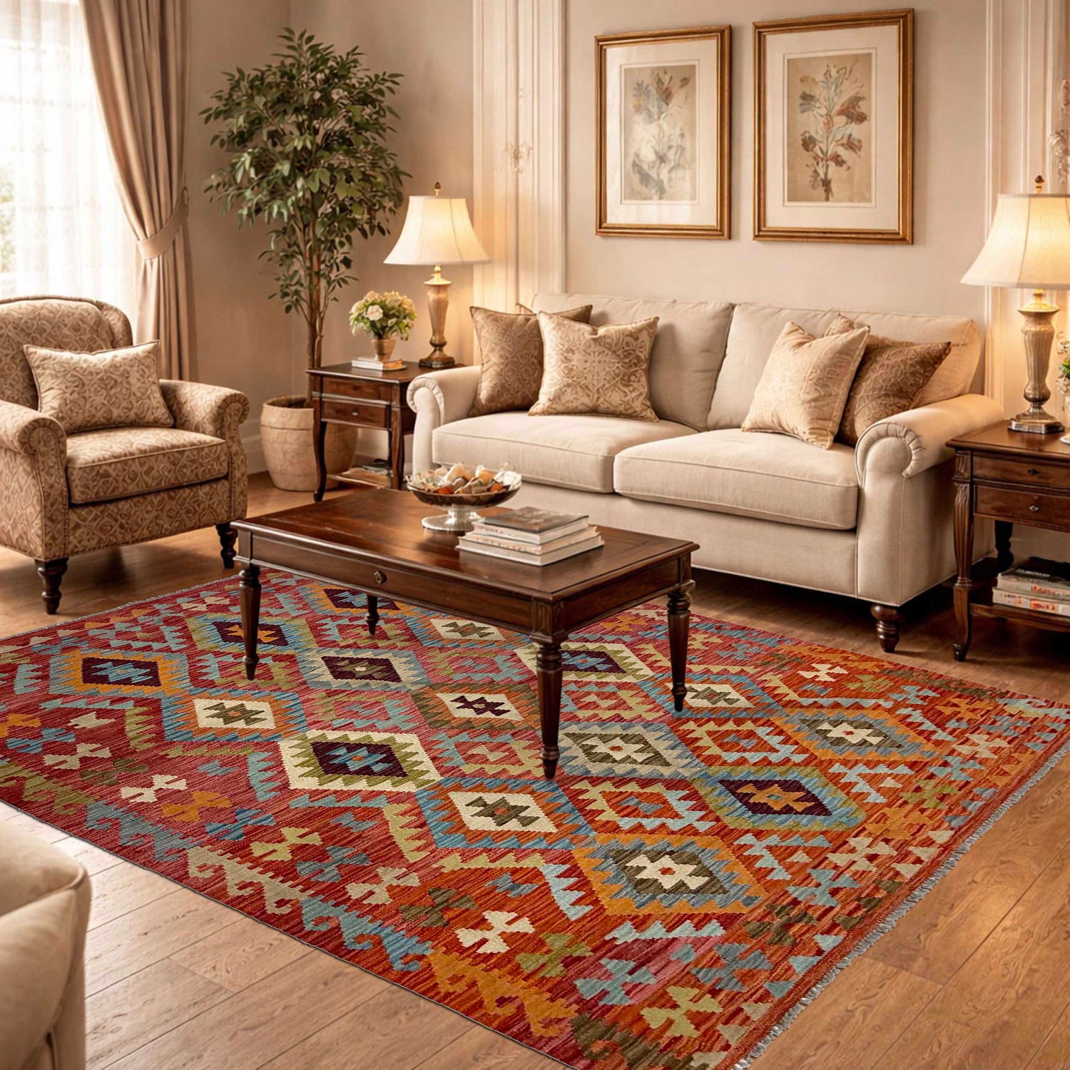Handmade Multi Kilim Geometric 4x7 ft