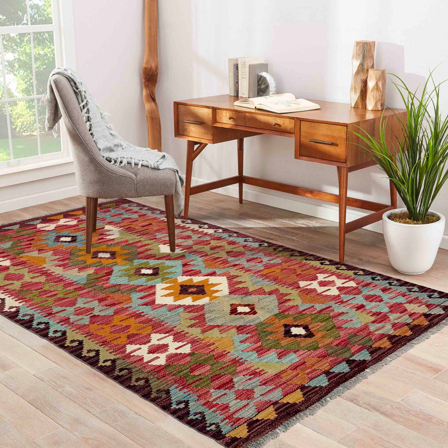 Handmade Multi Kilim Geometric 3x5 ft