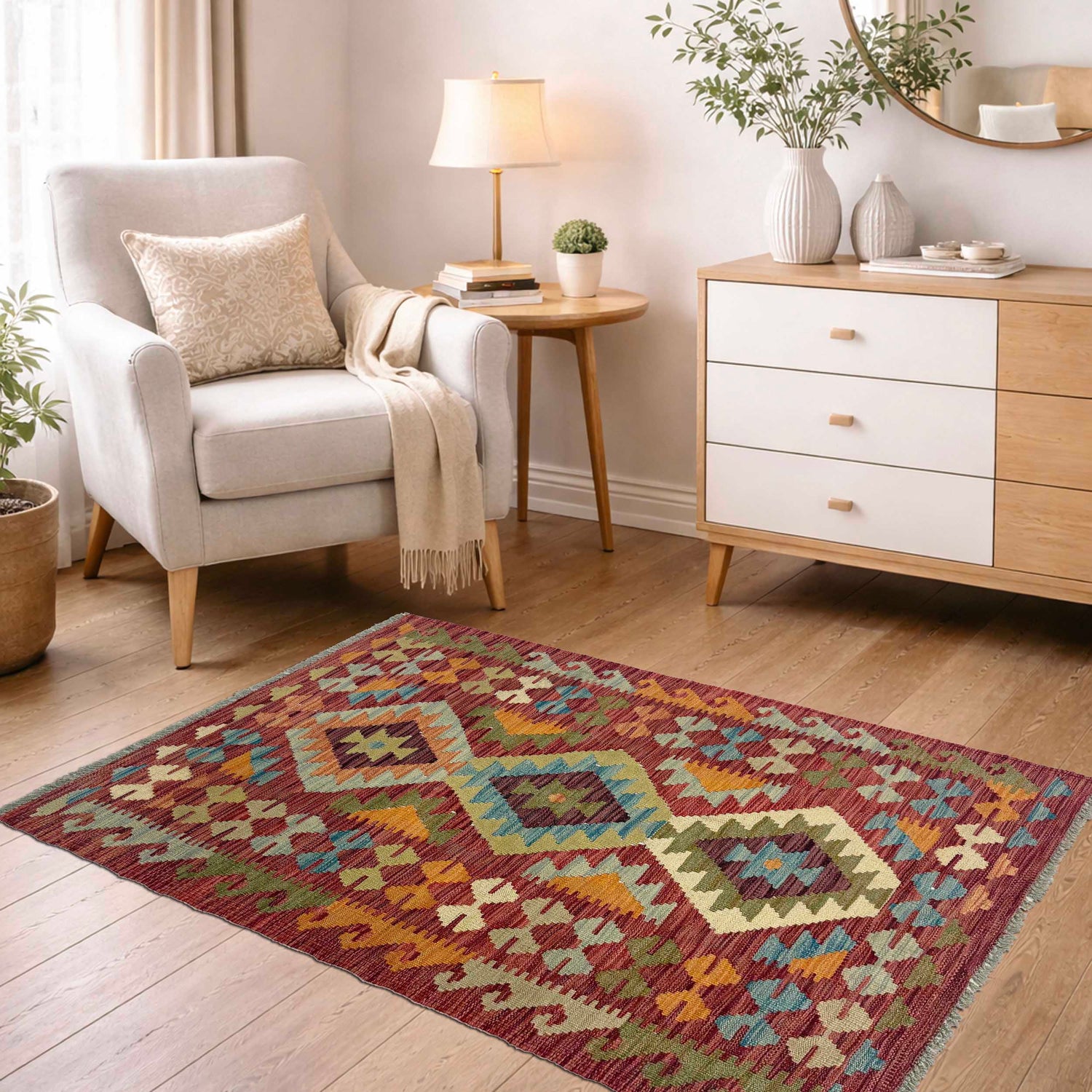 Handmade Multi Kilim Geometric 3x5 ft
