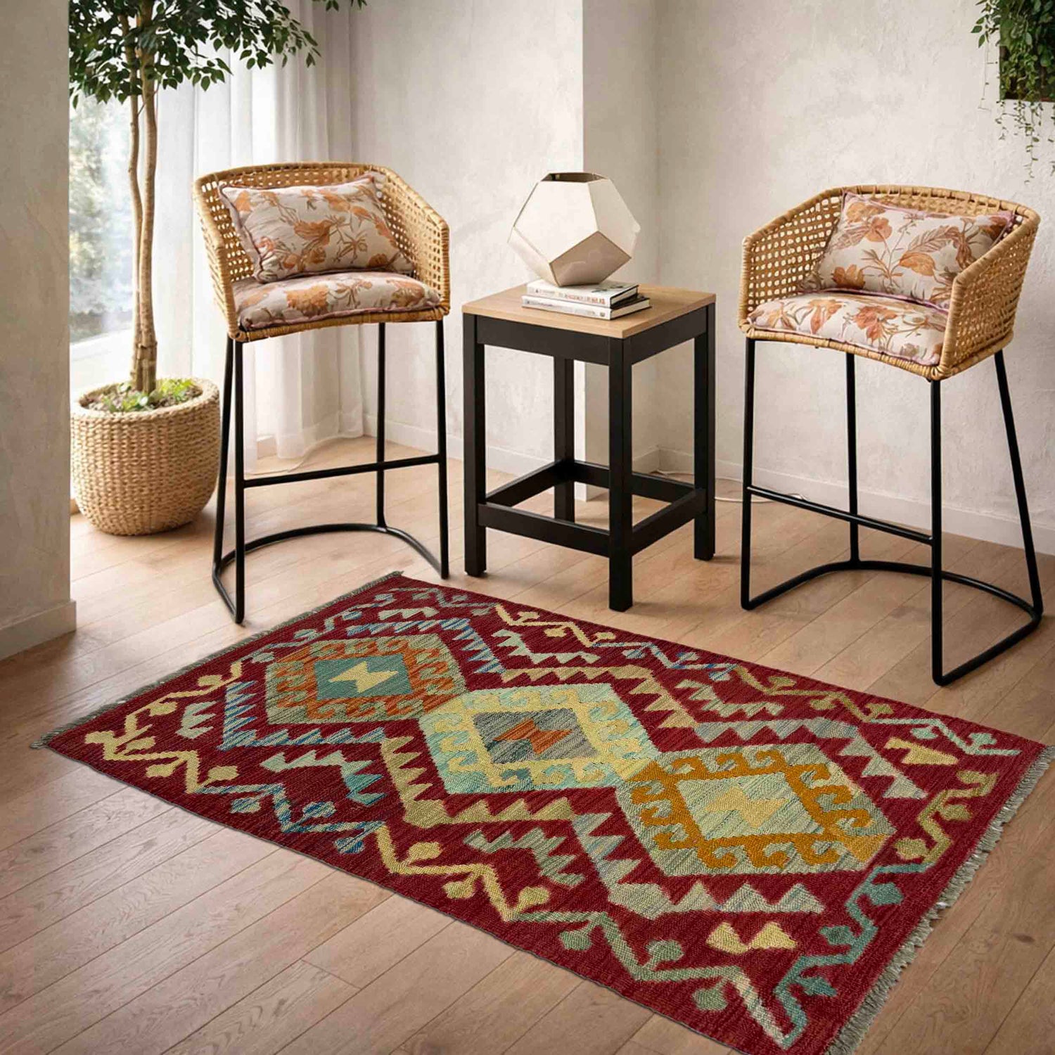 Handmade Multi Kilim Geometric 2x4 ft