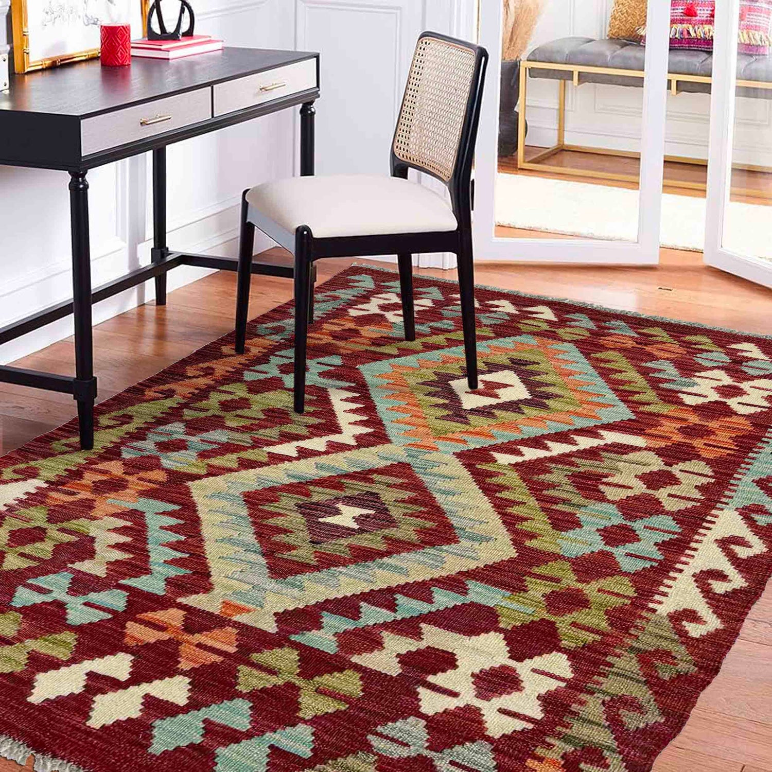 Handmade Multi Kilim Geometric 2x4 ft