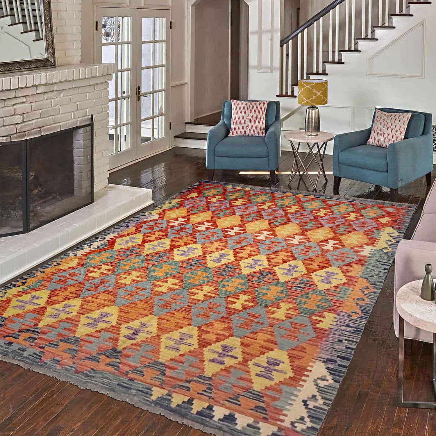 Handmade Multi Kilim Geometric 5x8 ft