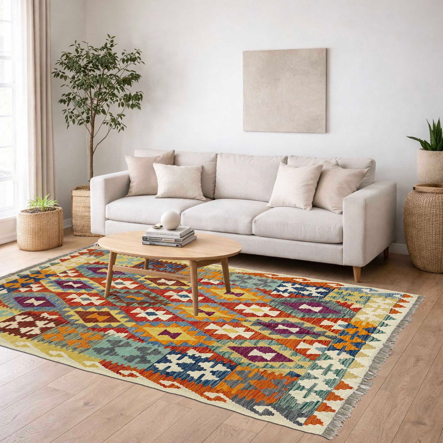 Handmade Multi Kilim Geometric 4x7 ft