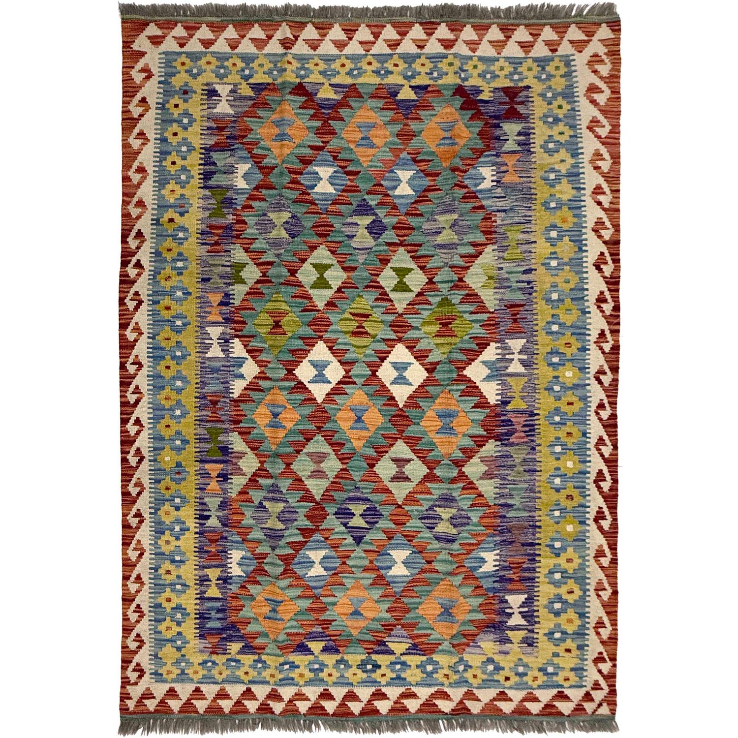 Handmade Multi Kilim Geometric 4x7 ft