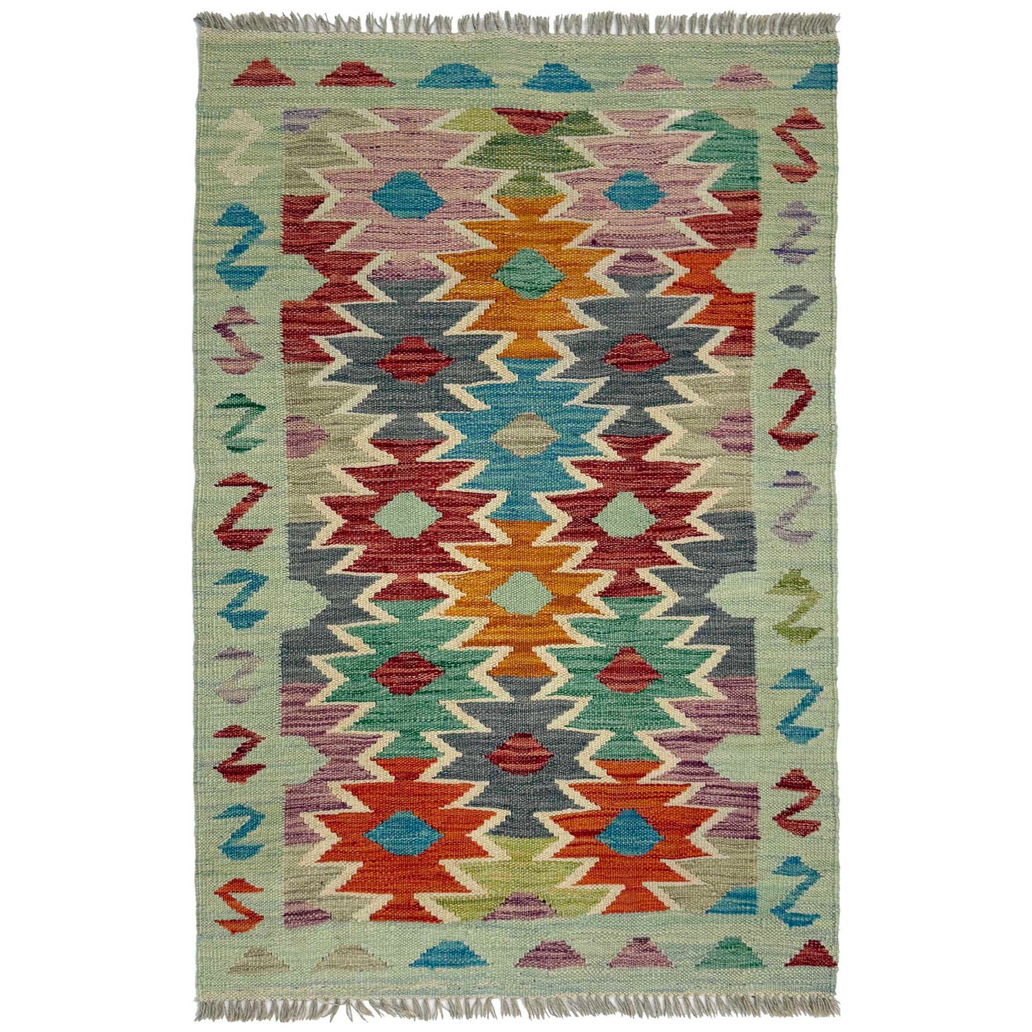 Handmade Multi Kilim Geometric 2x4 ft