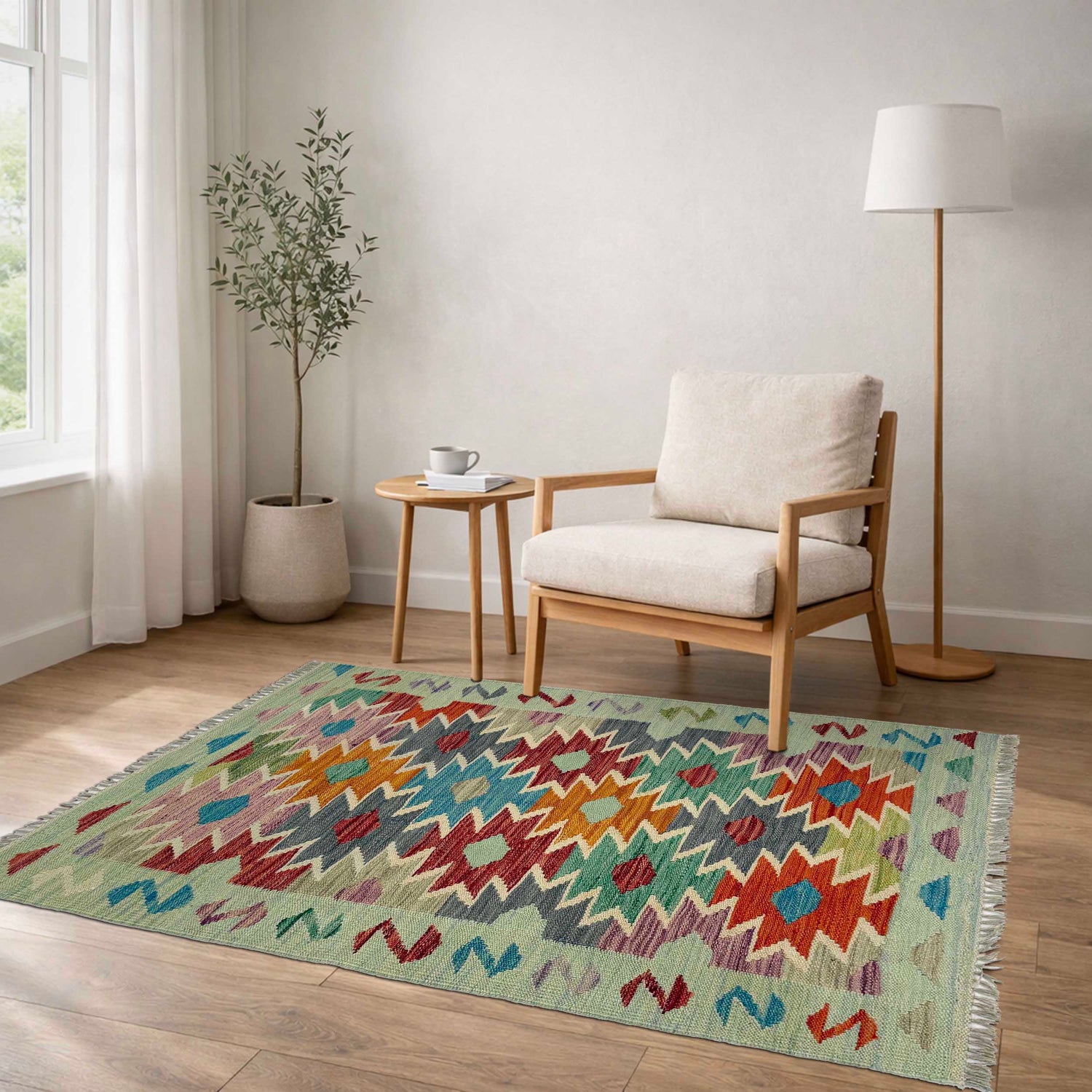 Handmade Multi Kilim Geometric 2x4 ft