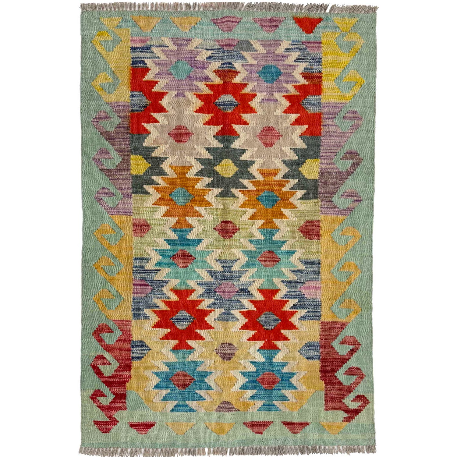 Handmade Multi Kilim Geometric 2x4 ft