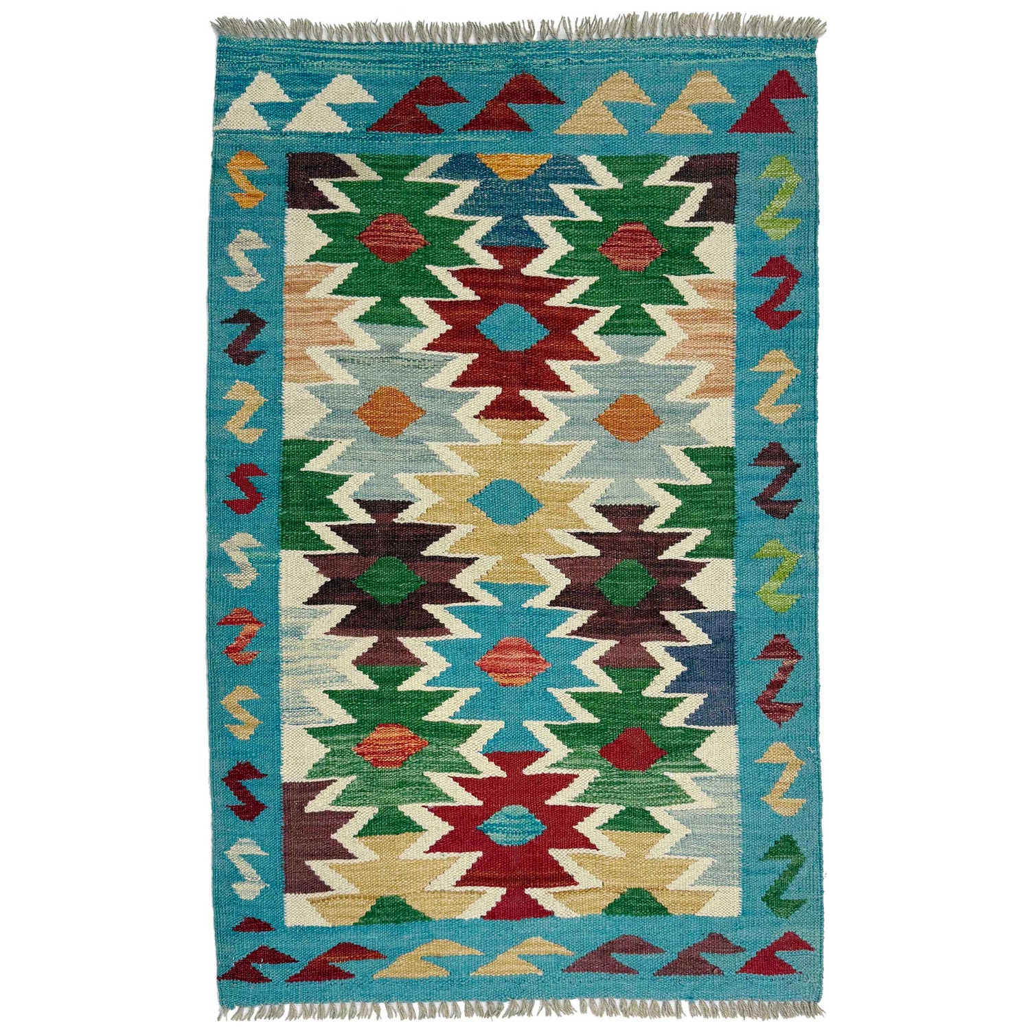 Handmade Multi Kilim Geometric 2x4 ft