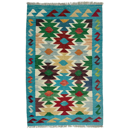 Handmade Multi Kilim Geometric 2x4 ft