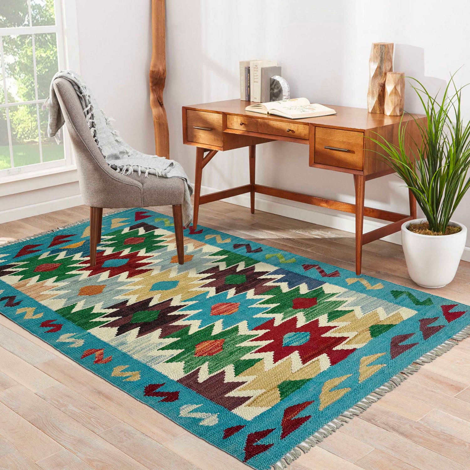 Handmade Multi Kilim Geometric 2x4 ft
