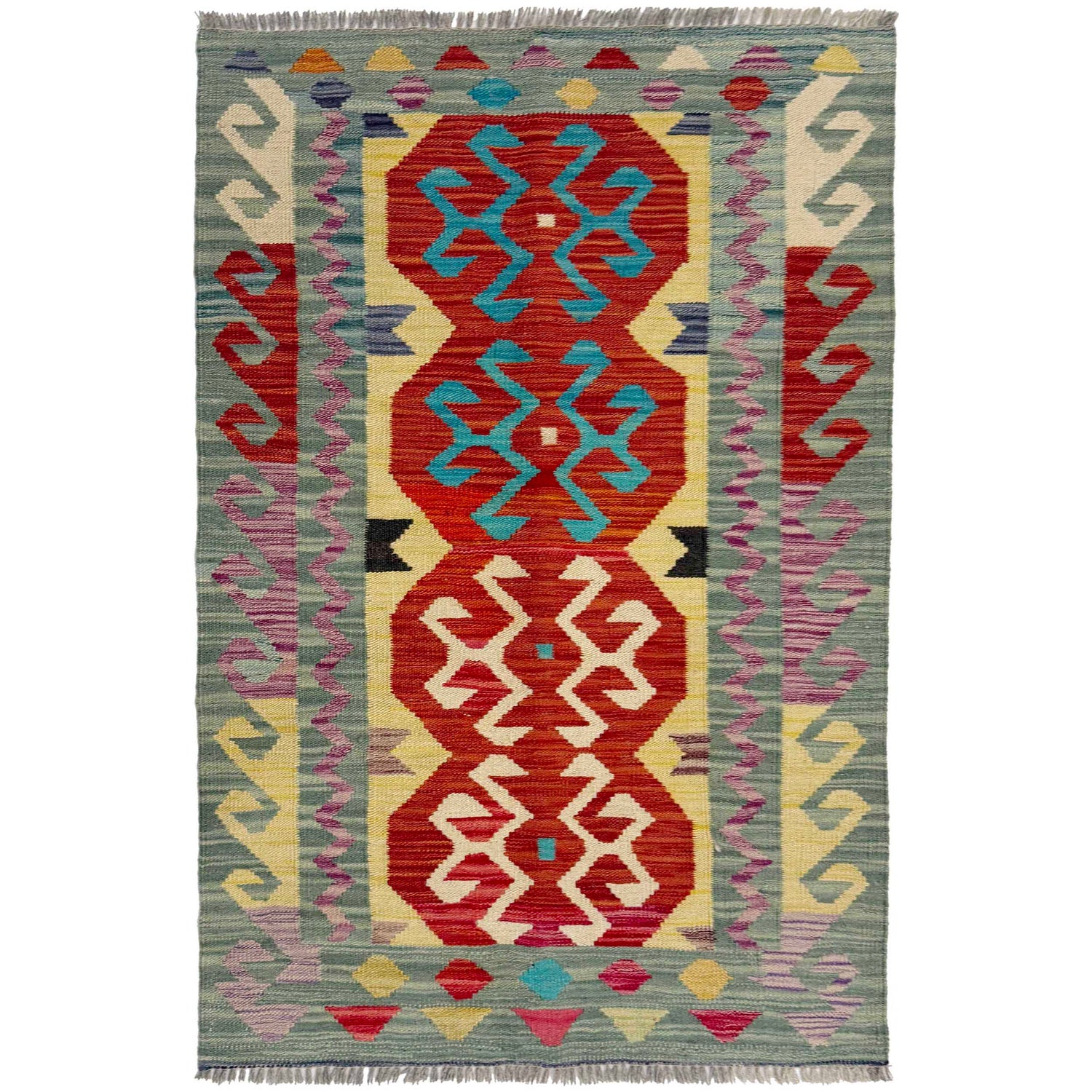 Handmade Multi Kilim Geometric 2x4 ft