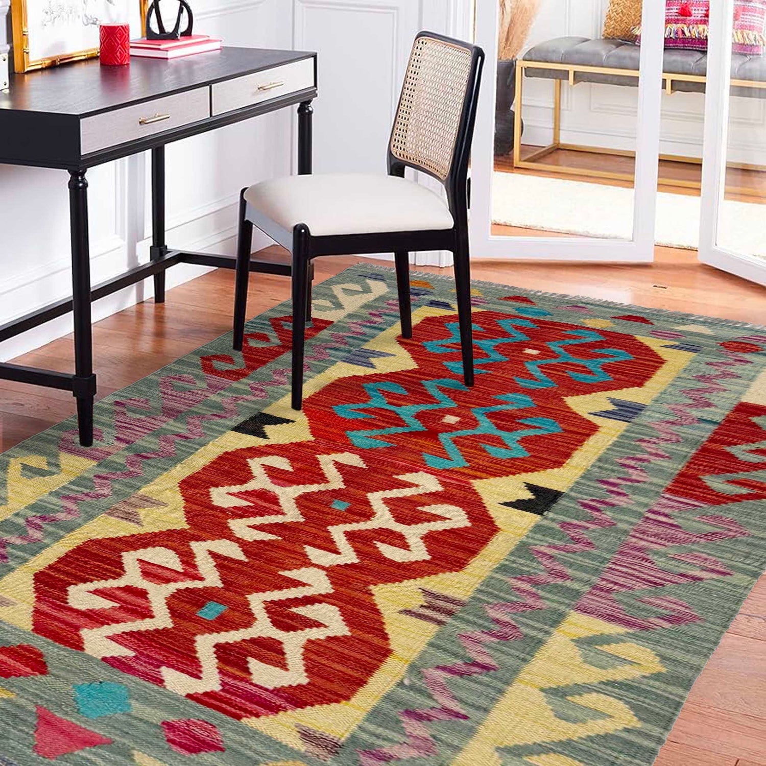 Handmade Multi Kilim Geometric 2x4 ft