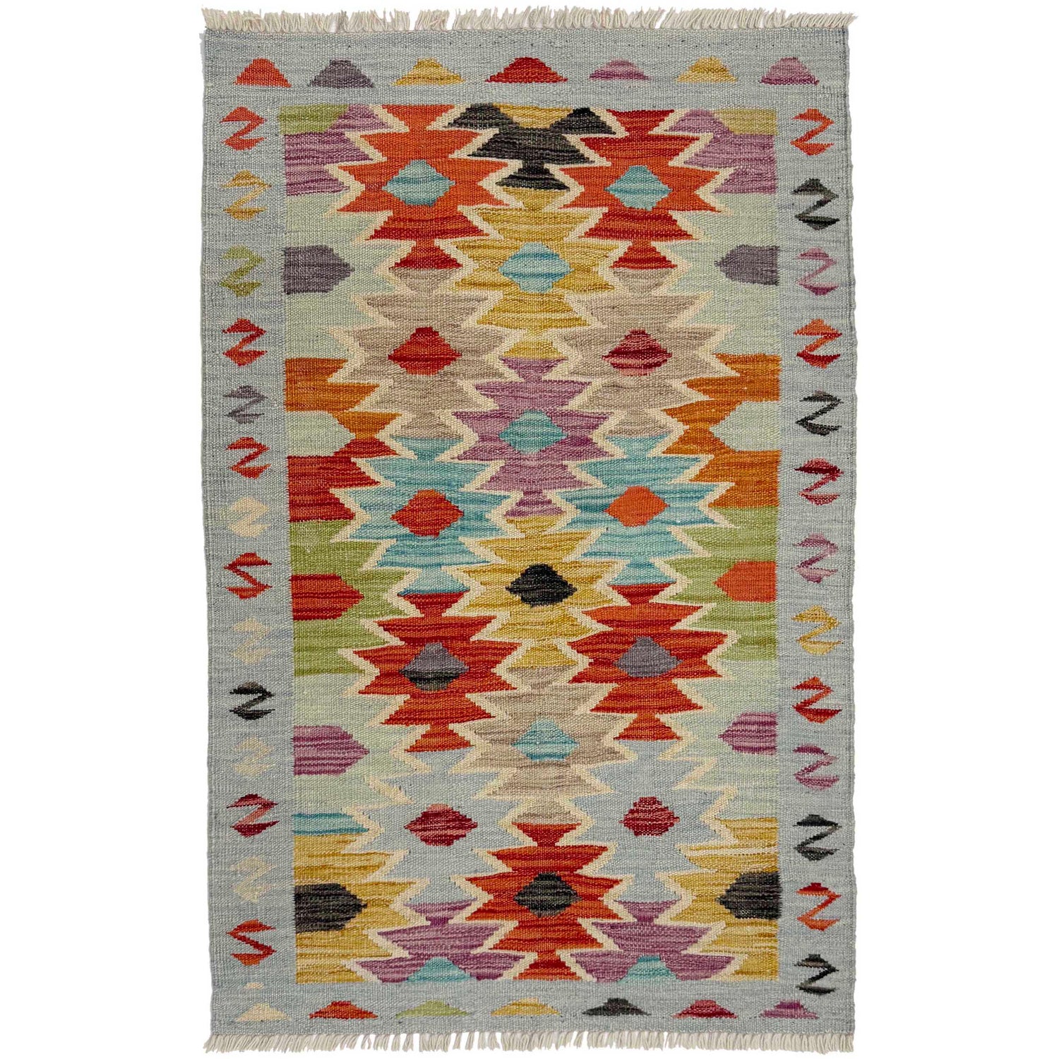Handmade Multi Kilim Geometric 2x4 ft