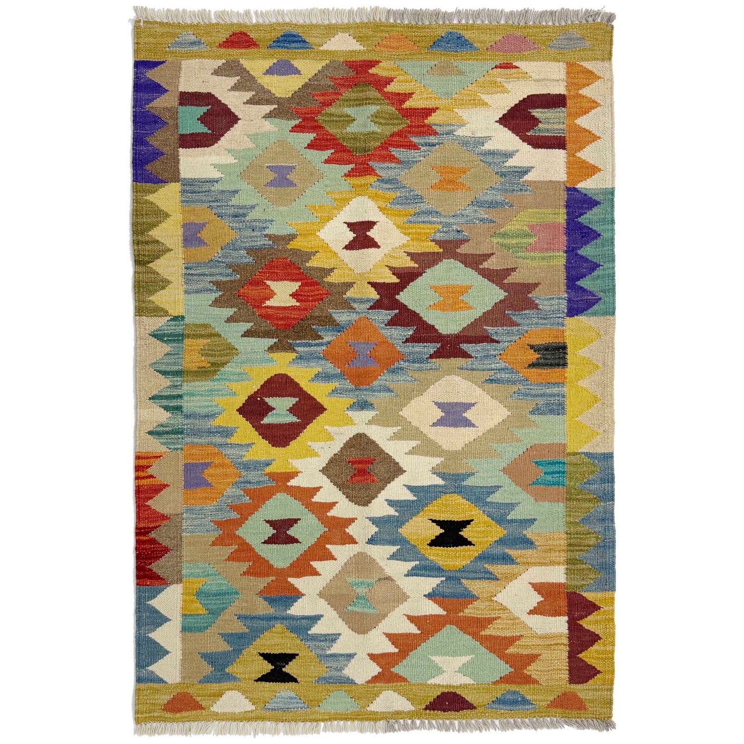 Handmade Multi Kilim Geometric 2x4 ft