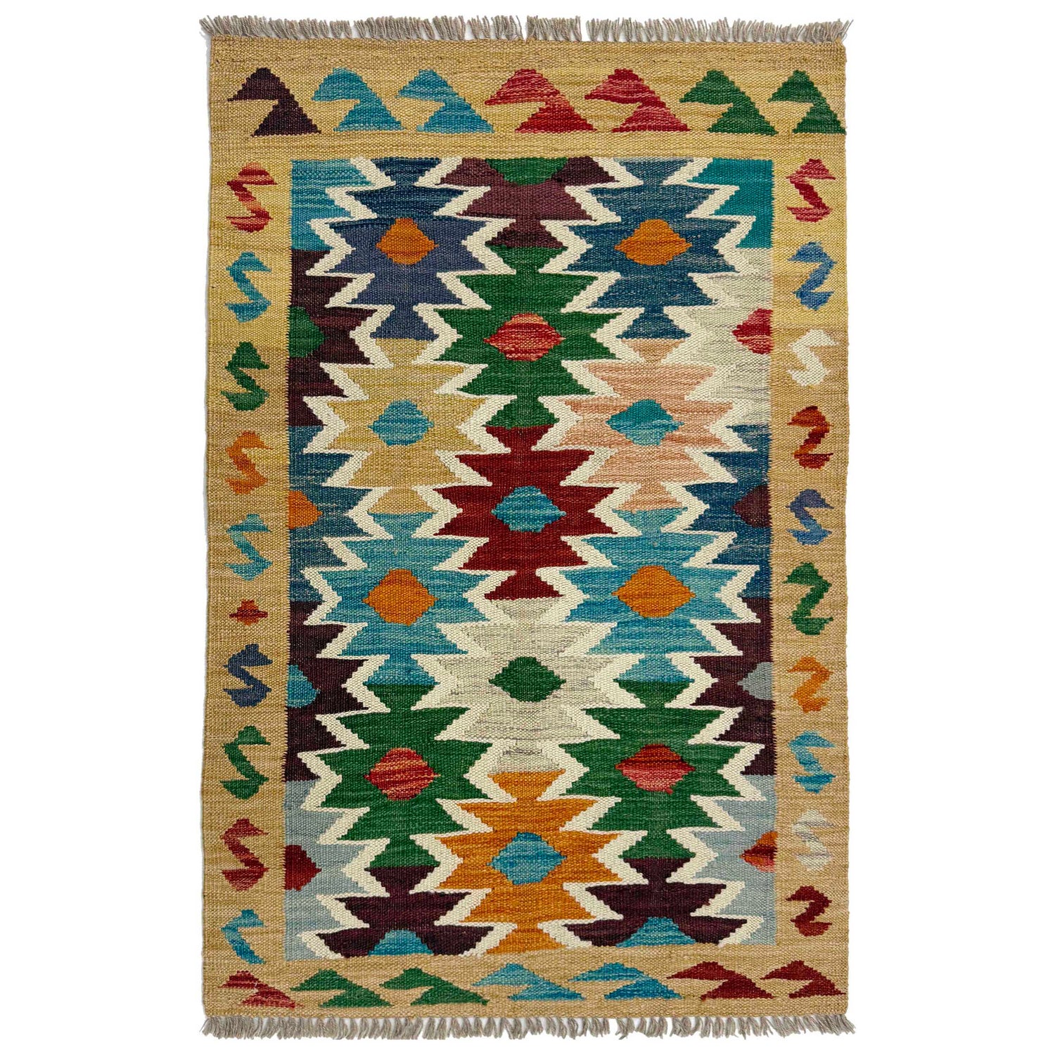 Handmade Multi Kilim Geometric 2x4 ft