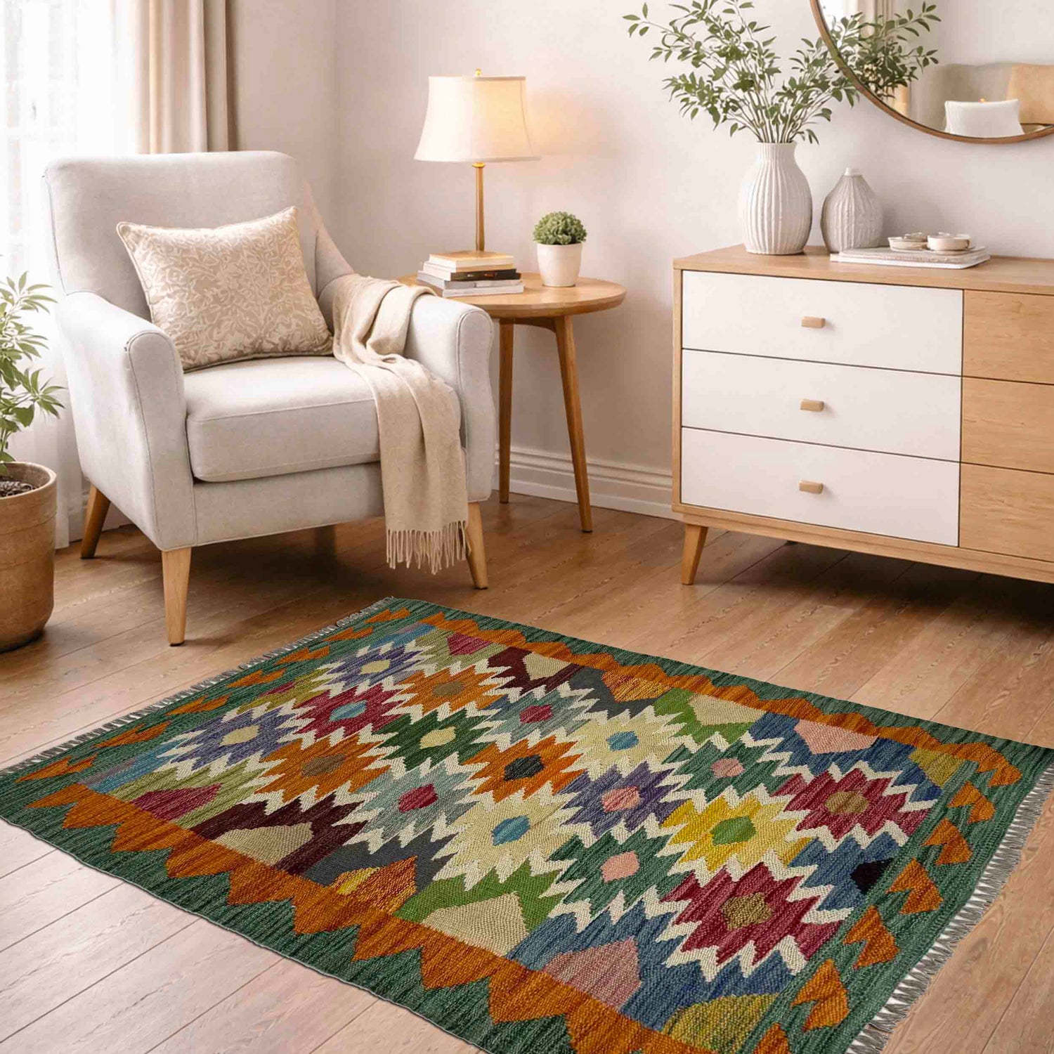 Handmade Multi Kilim Geometric 2x4 ft