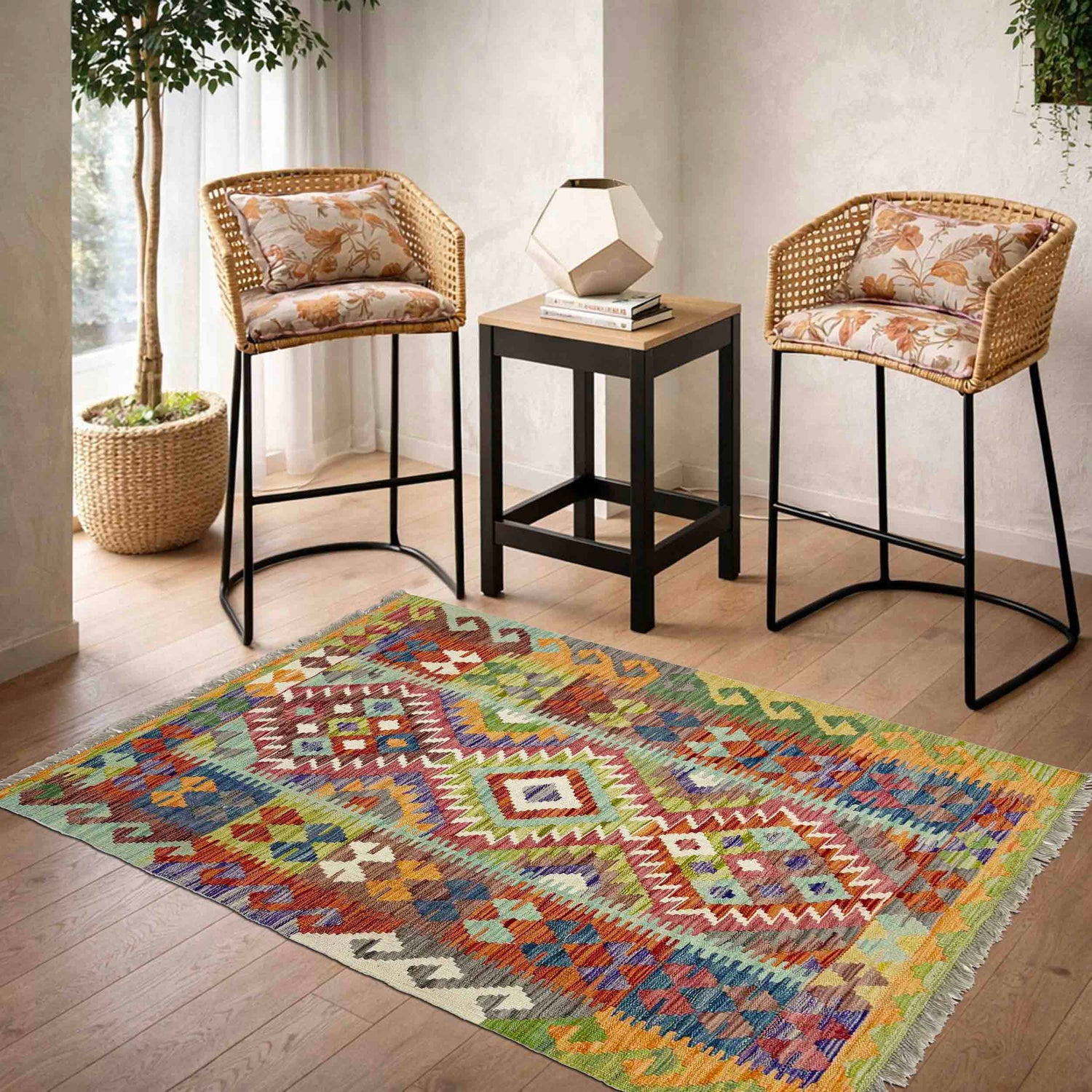 Handmade Multi Kilim Geometric 3x5 ft